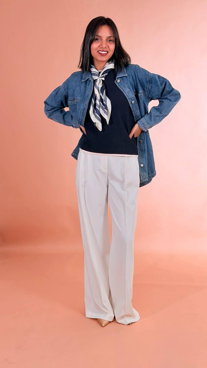 FRACOMINA Pantalone palazzo FR26SV3001W42901 BIANCO 