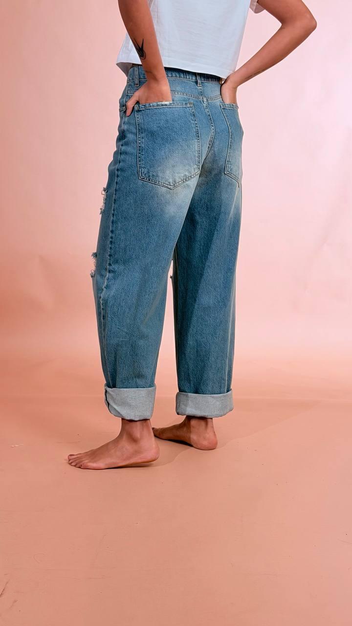 HAVE ONE Jeans stella con risvoltone e rotture PLS-Q042 DENIM 