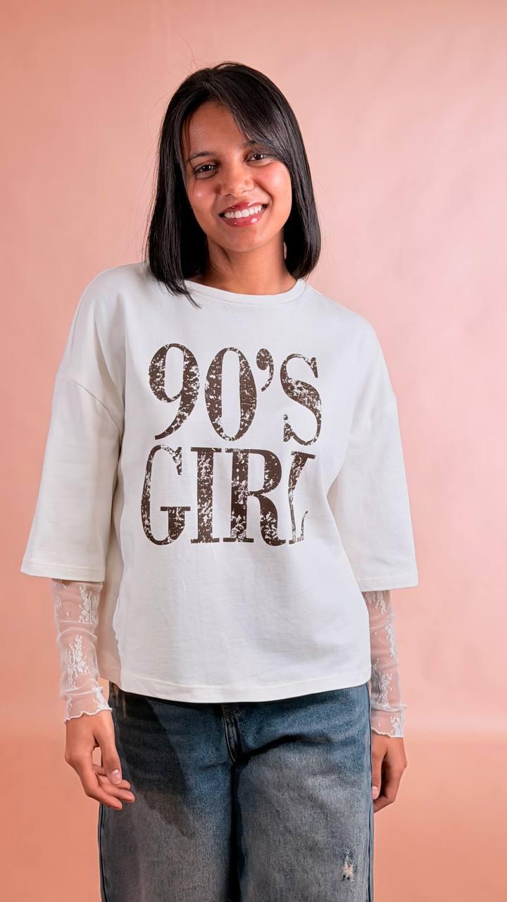 MOTEL T-shirt manica pizzo NE751 PANNA 