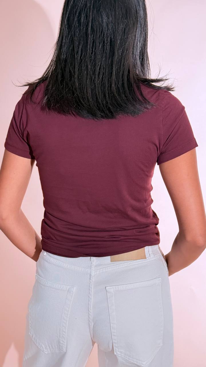 MOTEL Unica t-shirt slim Bordeau