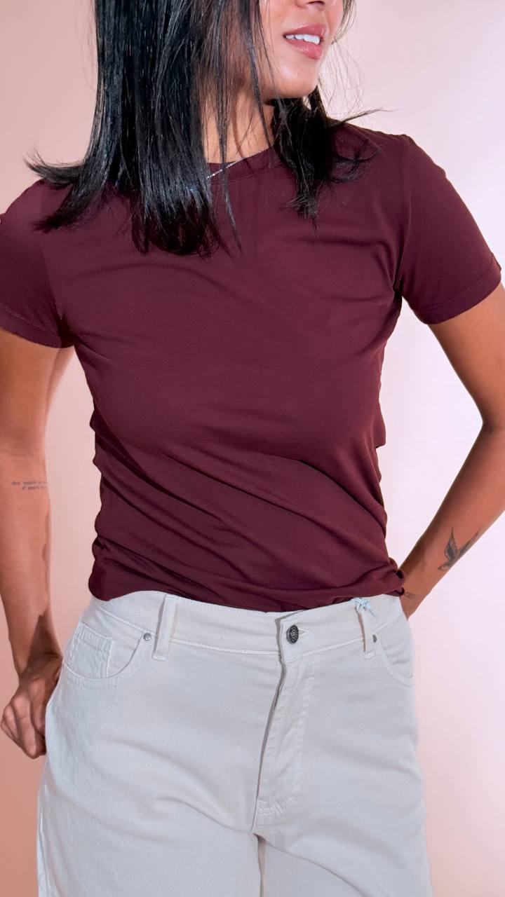 MOTEL Unica t-shirt slim Bordeau