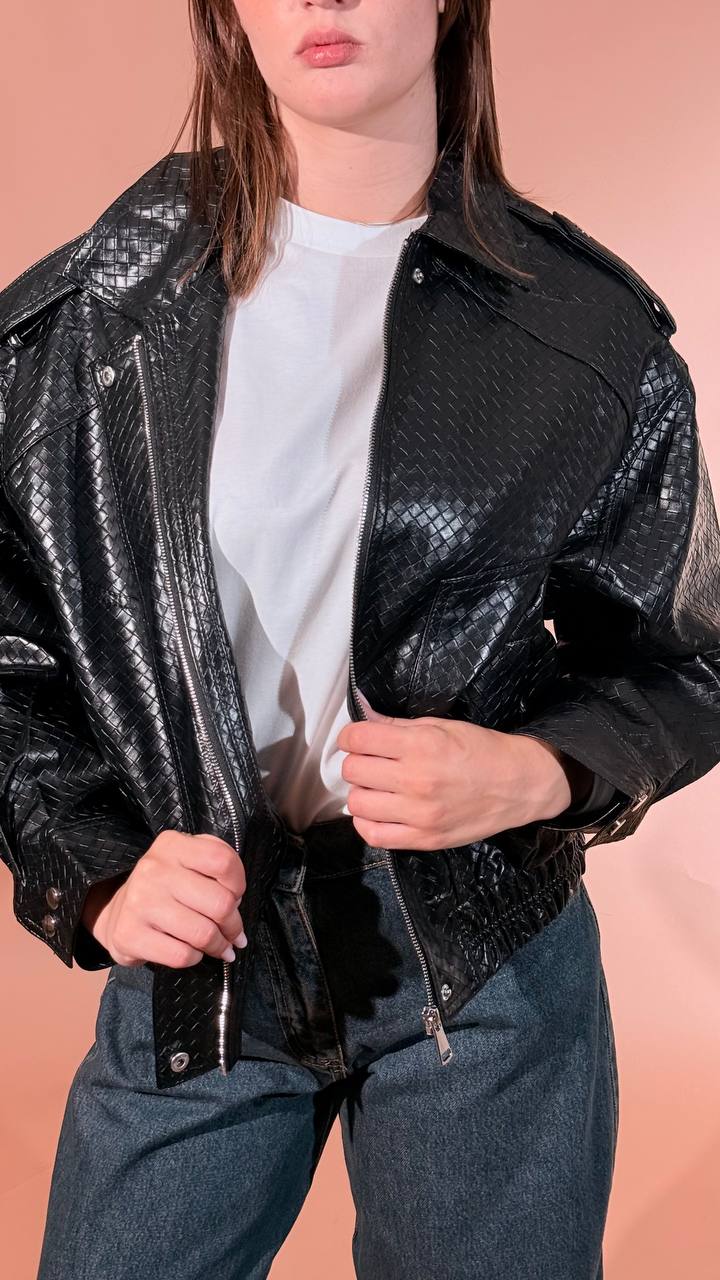 LEVA veneta bomber intreccio Nero